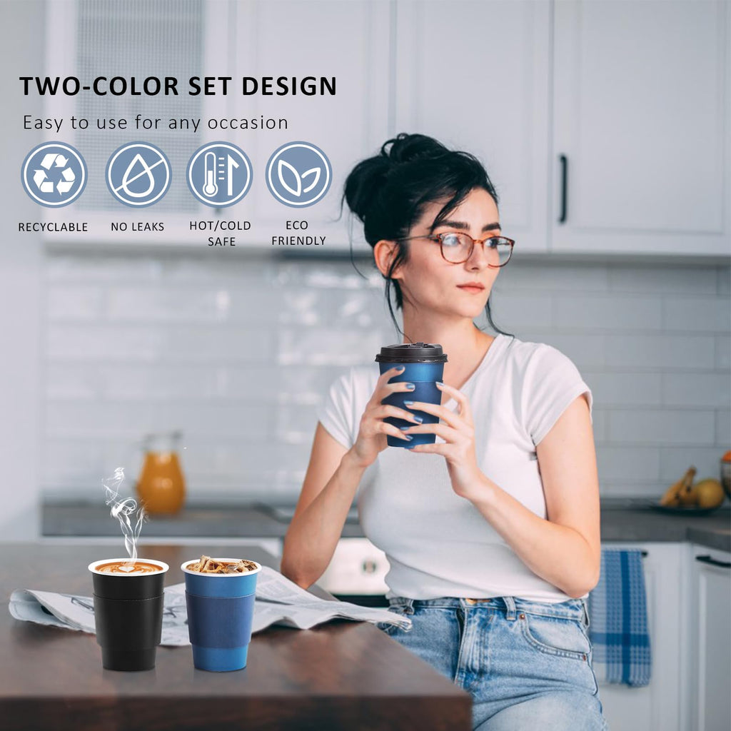 SIUQ 500 Pack 12 oz Disposable Coffee Cups with Lids and Sleeves, To Go Paper Cups, Hot & Cold Drinking Cups for Tea, Coffee, Water, Hot Chocolate, Paper Coffee Cups Ideal for Home,Cafes,Store
