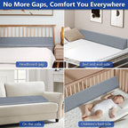 Kayfia King Size Pillow Wedge for Headboard Gap Bed Gap Filller (0-8") Mattress Space Filler Pillow Stopper with 2 Side Pocket Triangle Foam Pillow Wedge Between Headboard Mattress (Grey, 76"x10"x6")