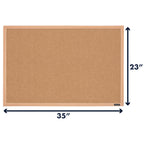 Quartet Cork Board Bulletin Board, 23" x 35" Framed Corkboard, Oak Frame, Decorative Hanging Pin Board, Perfect for Office & Home Decor, Home School Message Board or Vision Board (35-380352)