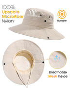 Sun Hats for Women Ponytail UV Protection Beach Summer Hat Wide Brim Packable Cowboy Hat Beige