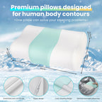 JINXIA Cooling Memory Foam Pillow Cervical Neck Pillow,Ergonomic Orthopedic Contour Pillow for Neck Support,Cervical Bed Pillow for Side/Back/Stomach Sleeper