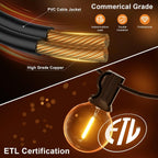 GPATIO Outdoor String Lights, 100FT G40 Bulbs Shatterproof Patio Lights, Waterproof Dimmable Hanging Outdoor Lights, Connectable LED Outside Lights for Backyard Yard Gazebo Porch Party