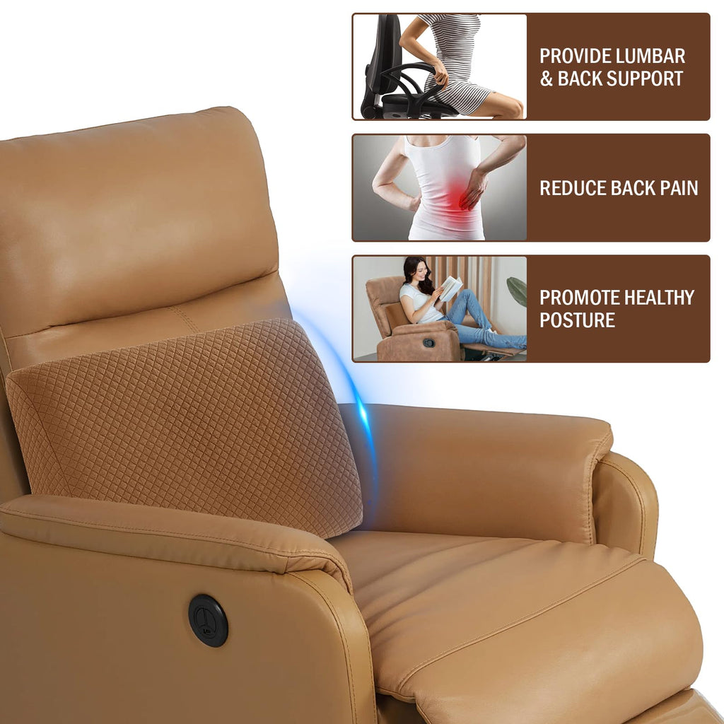 HOMBYS Lumbar Support Pillow for Recliner Chair, Memory Foam Back Support Cushion for Elderly,Extra Large Lumbar Support Pillow with Extension Straps, Thick Backrest for Home Reading