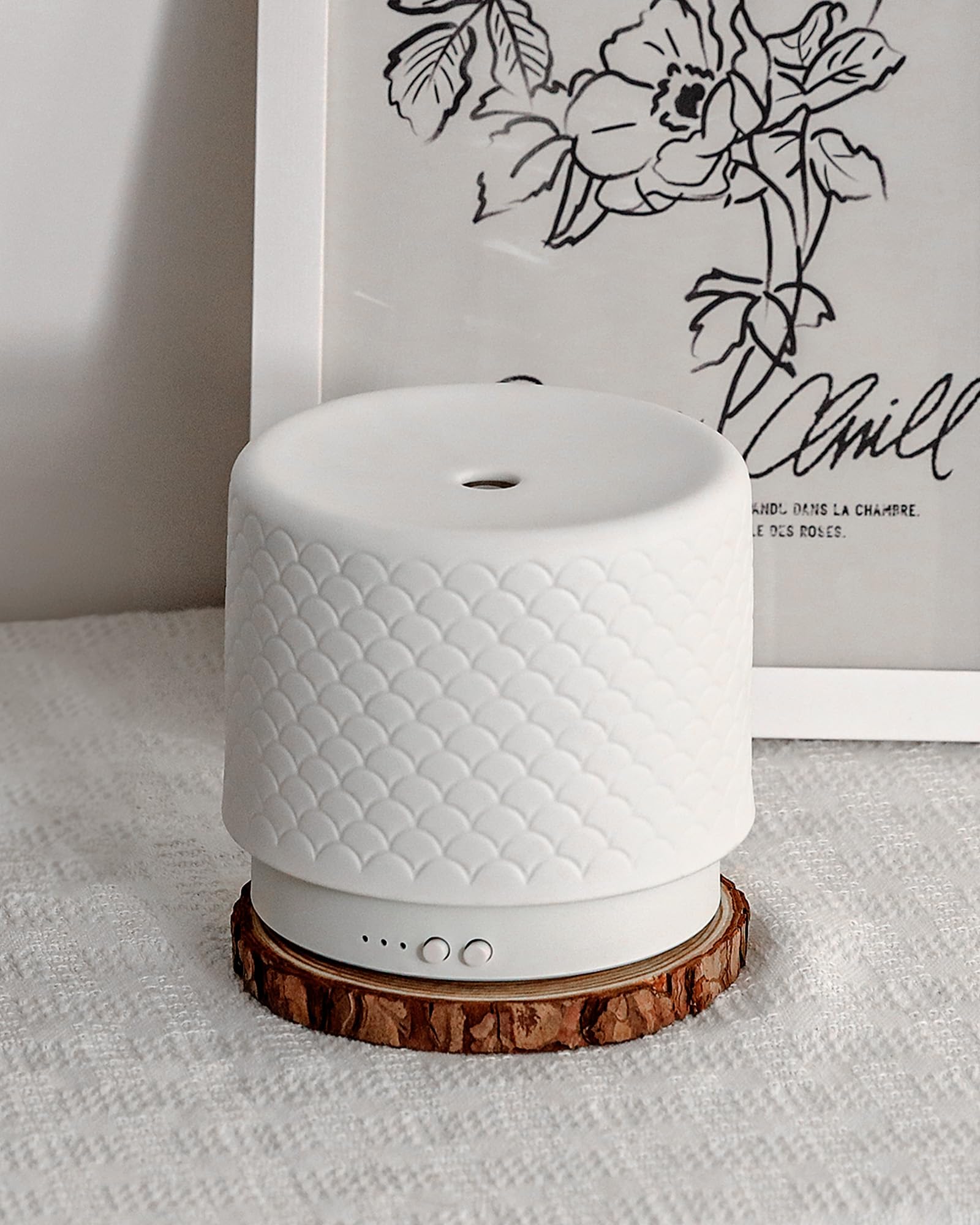 Essential Oil Diffuser, Ceramic Diffuser for Essential Oil Large Room Diffusers,Ultrasonic 280ml Aromatherapy Diffuser with Essential Oil, Bedroom Vaporizer Cool Mist Humidifier for Home Office