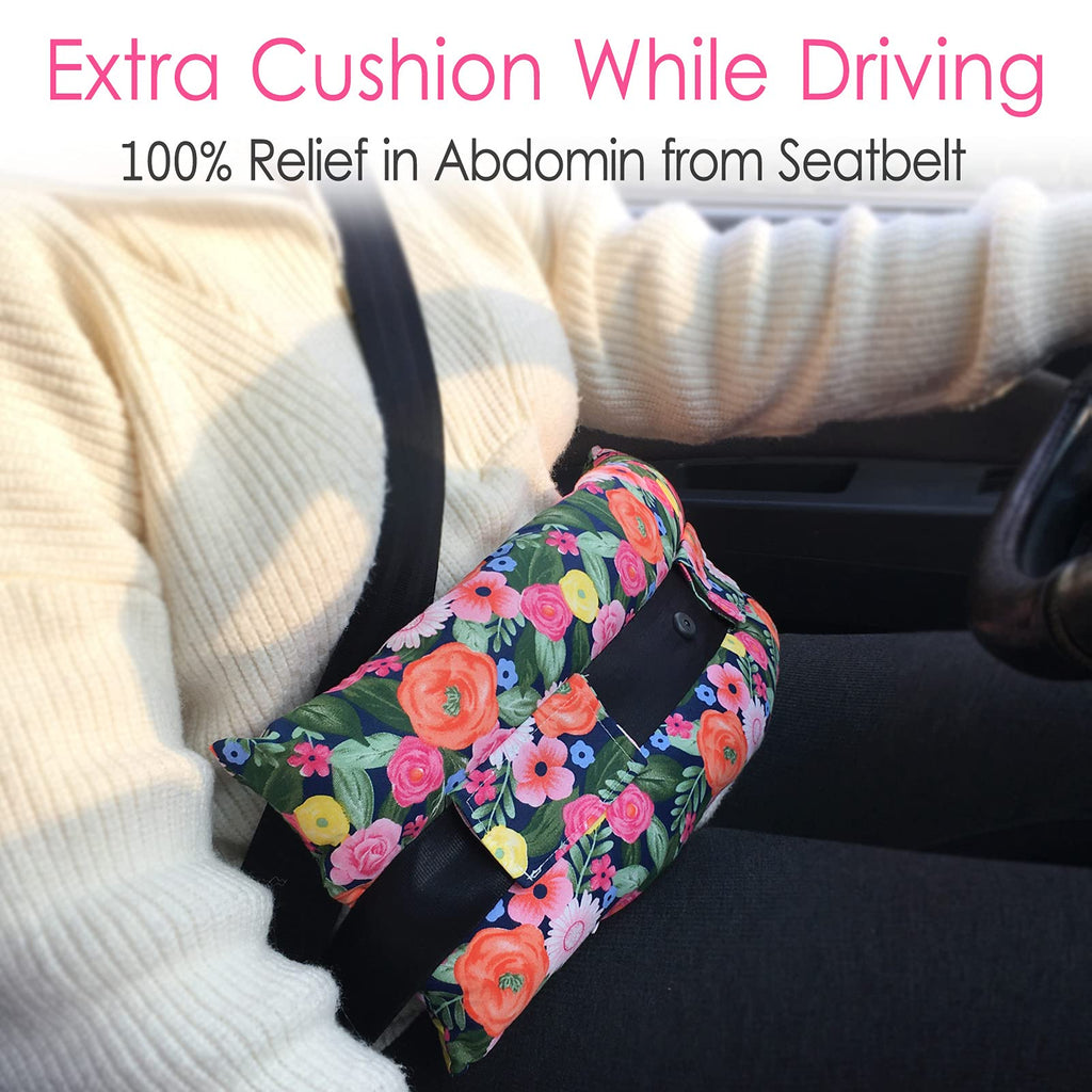 D. Cozy Hysterectomy Pillow Abdominal Surgery Seatbelt Pillows with Pocket Myomectomy Comfort Cushion for Belly Incision Tummy Tuck C-Section Recovery Gifts Women Patients (Cute Flower)