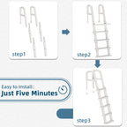 UPHYB Pool Ladder, 5-Step Pool Stairs with Double Handrails and Non-Slip Steps for 47“-54” Above Ground and In-Ground Pools, White