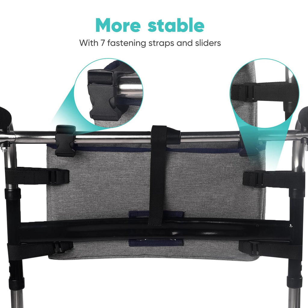 Joiish Walker Basket with Cup Holder, Folding Walker Accessories Bag for Senior, Stay Upright, Large Storage & Easy to Use
