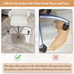 [Tempered Glass] 36" x 46" Glass Chair Mat, Heavy Duty Hard Floor Mat with Round Corner and Polished Edge, Office Chair Mat for Carpet Office Home Hardwood Floor Desk