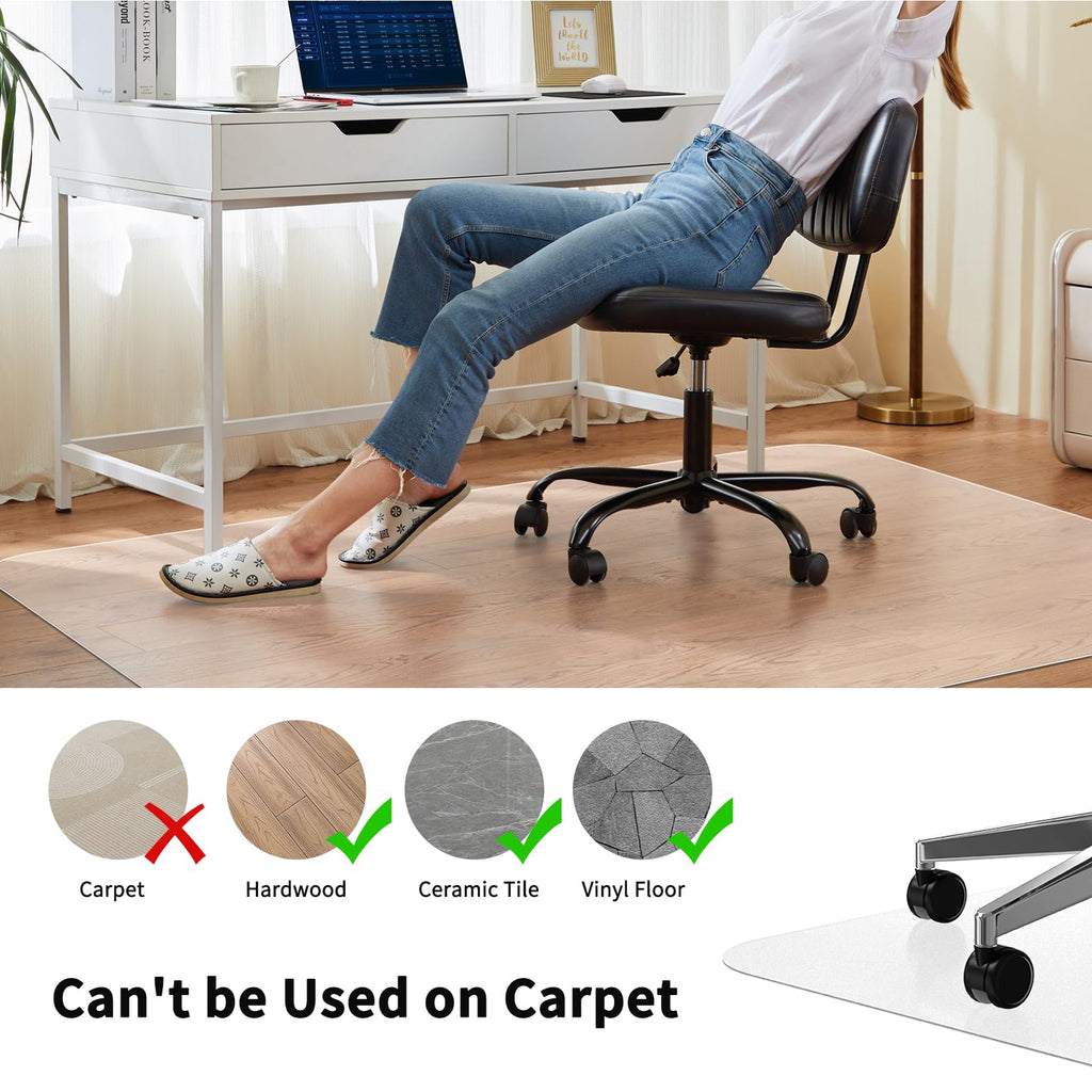 WASJOYE Office Chair Mat for Hard Floor, 36 x 48 in Transparent Hard Floor Protector Cover Home Floor Mat for Computer Desk Rolling Chair