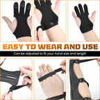 2 Pcs Archery Glove & Arm Guard Kit Leather PU Archery Bracer Three Finger Guard Protective Gear Accessories for Men Women & Youth