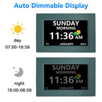 LXBYJKJ 7 Inch Digital Clock with Day and Date for Elderly Alzheimer's Dementia Clock Customizable Alarms and Medicine Reminders 3 Display Modes Large Font Digital Alarm Clock for Seniors Green