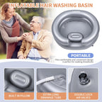 LOKFEHRE Large Portable Inflatable Hair Washing Basin for Bedridden - Wash Hair in Bed with Inflatable Shampoo Bowl.For Elderly,Disabled,Injured,Ideal Inflatable Sink for Locs Detox (Silvery)