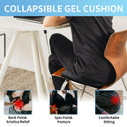 Portable Gel Seat Cushion,15.7'' x 10.6''Foldable Breathable Travel Thick Gel Seat Cushion for Office Chair, Car Seat, Wheelchair,Relief Long Sitting, Travel, Sciatica, Coccyx Pain