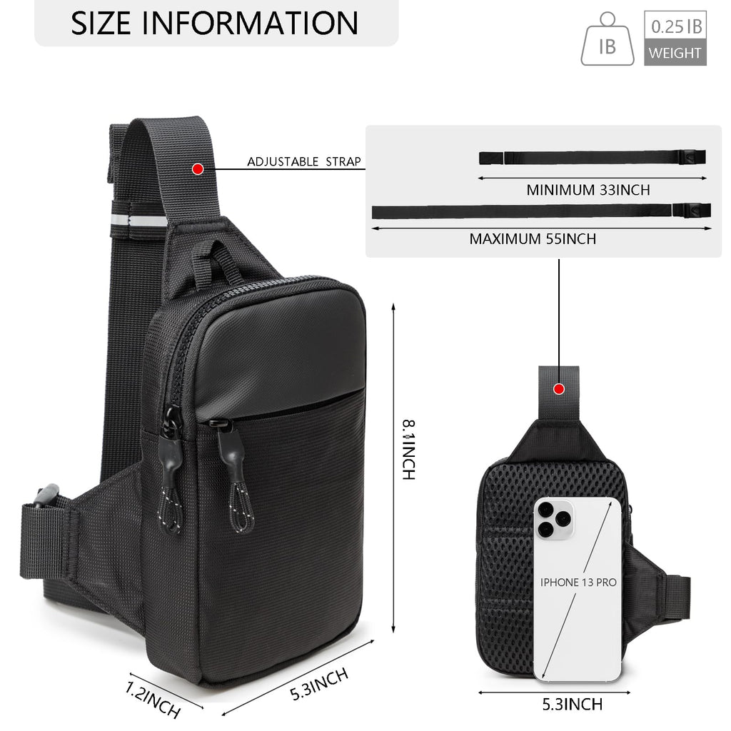 Mini Sling Bag for Men Women, Small Crossbody Waterproof Practical Shoulder Chest Bag for Travel Work Sport