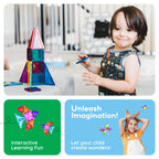 PicassoTiles 100 Pieces Magnetic Tiles Building Blocks Mini Size Diamond Series Magnet Toys Travel Size On-The-Go Construction Sensory Toys Gifts Educational Set STEM Learning Kit Playset PTM100