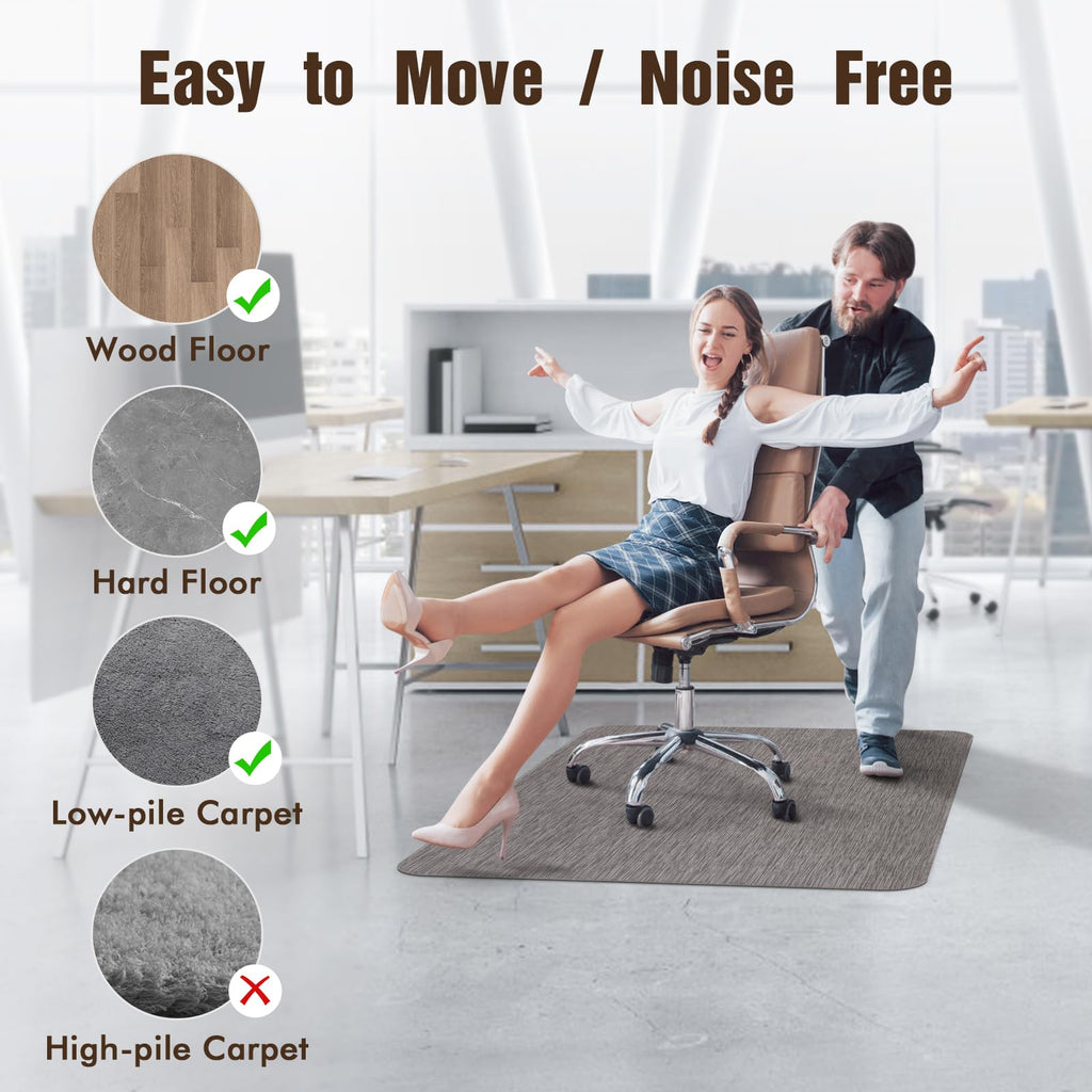 Blvornl Office Chair Mat for Hardwood Floor, 50"x 63" Desk Chair Mat for Hard Wood, Large Anti-Slip Hard Floor Protector Rolling Chair Mat, PVC Mat Desk Rug for Office Home, Dark Grey