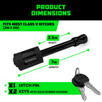 Rhino USA 2” Trailer Hitch Pin – Patented Locking Receiver Pin for Class III/IV Hitches – Weatherproof, Anti-Theft, Debris-Protected – Tow Truck Ready – Black 1PK