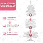 4ft Lighted Artificial White Christmas Tree | Leeheeyee Small Christmas Tree, Not Pre-lit White Tinsel Pine Trees with Lights, Ideal for Home, Office, and Xmas Tree Party Décor