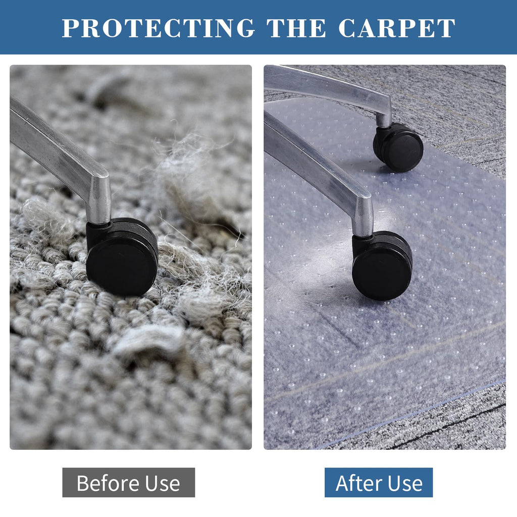 TYDLE Clear Chair Mat for Carpet - 60"x46" Large, 0.09" Thick Heavy Duty Office Mat With Grips, Non-Slip Rolling Computer Under Desk Mat for Home (Carpeted Floors)