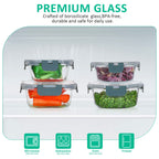KOMUEE 24 Pieces Glass Food Storage Containers Set,Glass Meal Prep Containers-Stackable Airtight Glass Storage Containers with lids,Freezer to Oven Safe,Gray