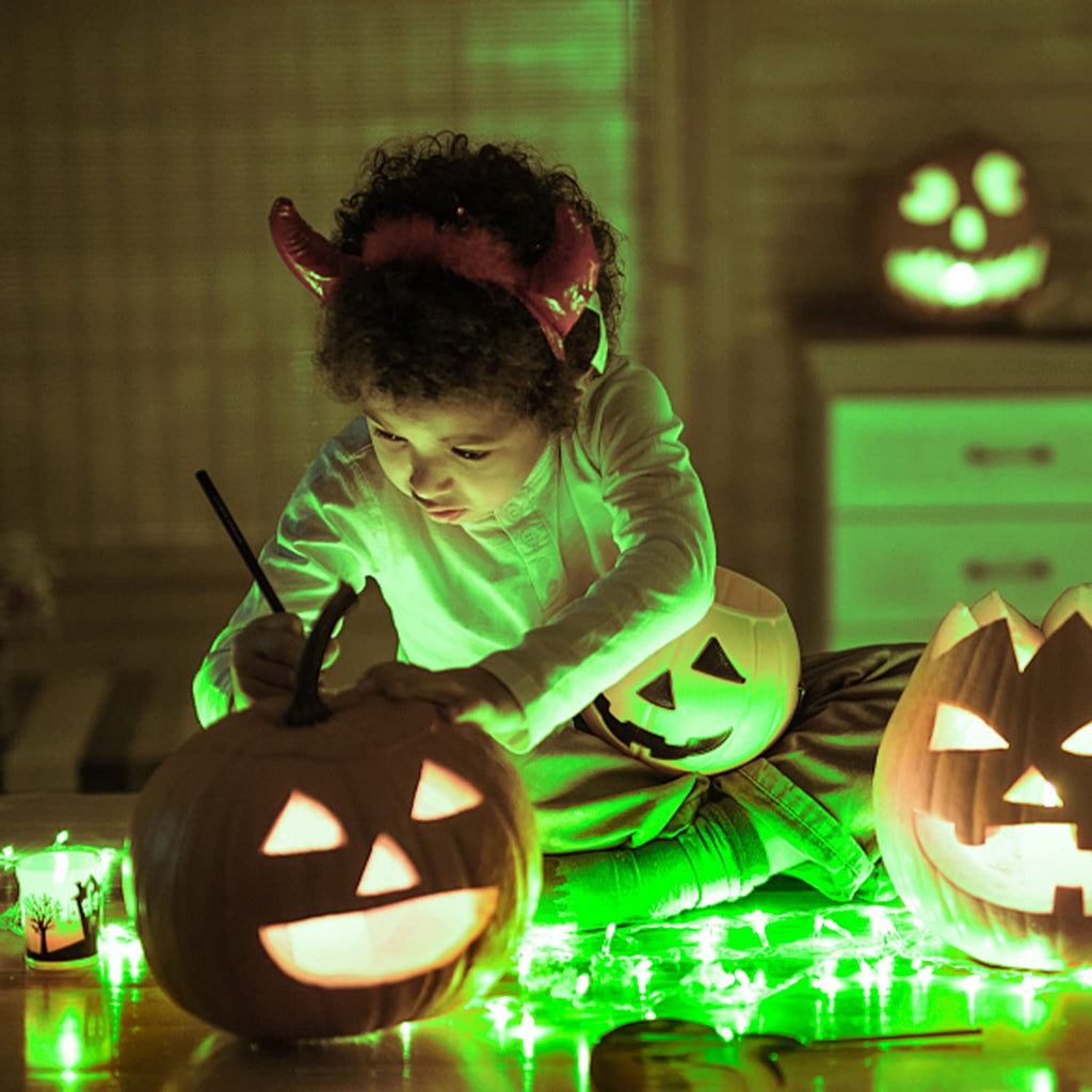 JMEXSUSS Connectable 100 LED Green Halloween Lights, 8 Modes Green Christmas Lights Plug-in, 33ft Clear Wire Green Christmas String Lights Indoor Outdoor Waterproof for Halloween Xmas