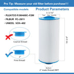 AmiBron 5CH-402 Replaces Tuff Spa Filter, Compatible with Sundance Spas 6540-723, Pleatco PJW40SC-F2M, Filbur FC-2811, Unicel 5CH-402, Del Sol Spas, 2" Male Thread/MPT 40 sq.ft. Hot Tub Filter 2 Pack