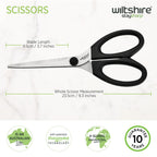 Wiltshire Staysharp Scissors, Kitchen Scissors with Built-in Sharpener, Sharp at All Times, Slim Design Scabbard, Pull-Apart, Soft Touch Handles for Easy Cleaning, Black, 10-Year Guarantee