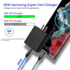 45W Super Fast Charger Type C, [2 PACK] 45 Watt USB-C Charger PD/PPS Wall Charging Block for Samsung Galaxy S24/S23 Ultra/S23+/S22 Ultra/S22+/S20 Ultra/Note 10 Plus, Galaxy Tab S8(with 2x 6.6ft Cable)