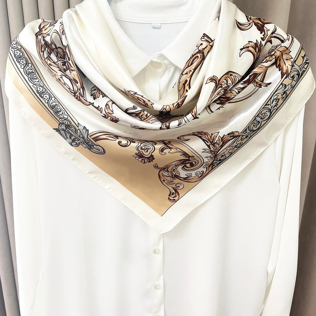 Silk Like Head Scarf for Women - Satin Large Hair Scarves - 35" Square Silk Hair Wrap for Sleeping with Gift Packed