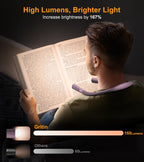 Gritin Book Light, Eye Caring 4-Color & 5-Brightness Neck Light Reading Light- Stepless Dimming,30-min Timer,80+ Hrs Runtime,Bendable Round Neck Design, Lightweight for Reading-Midnight Purple