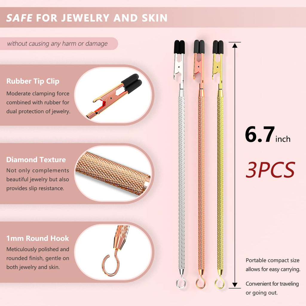 ChangWanna Bracelet Helper Tool 3Pcs - Pretty Bracelet Helper to Put on Yourself, Easy Jewelry Wearing Tool Aid Assistance, Metal Bracelet Buddy Fastening Helper Fastener Necklace Clasp Helper Elderly