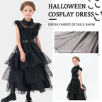 MGparty Black Dress for Girls Halloween Costume Cosplay Party Dress with Headband Belt Socks Accessories for Kids 4-14 Years