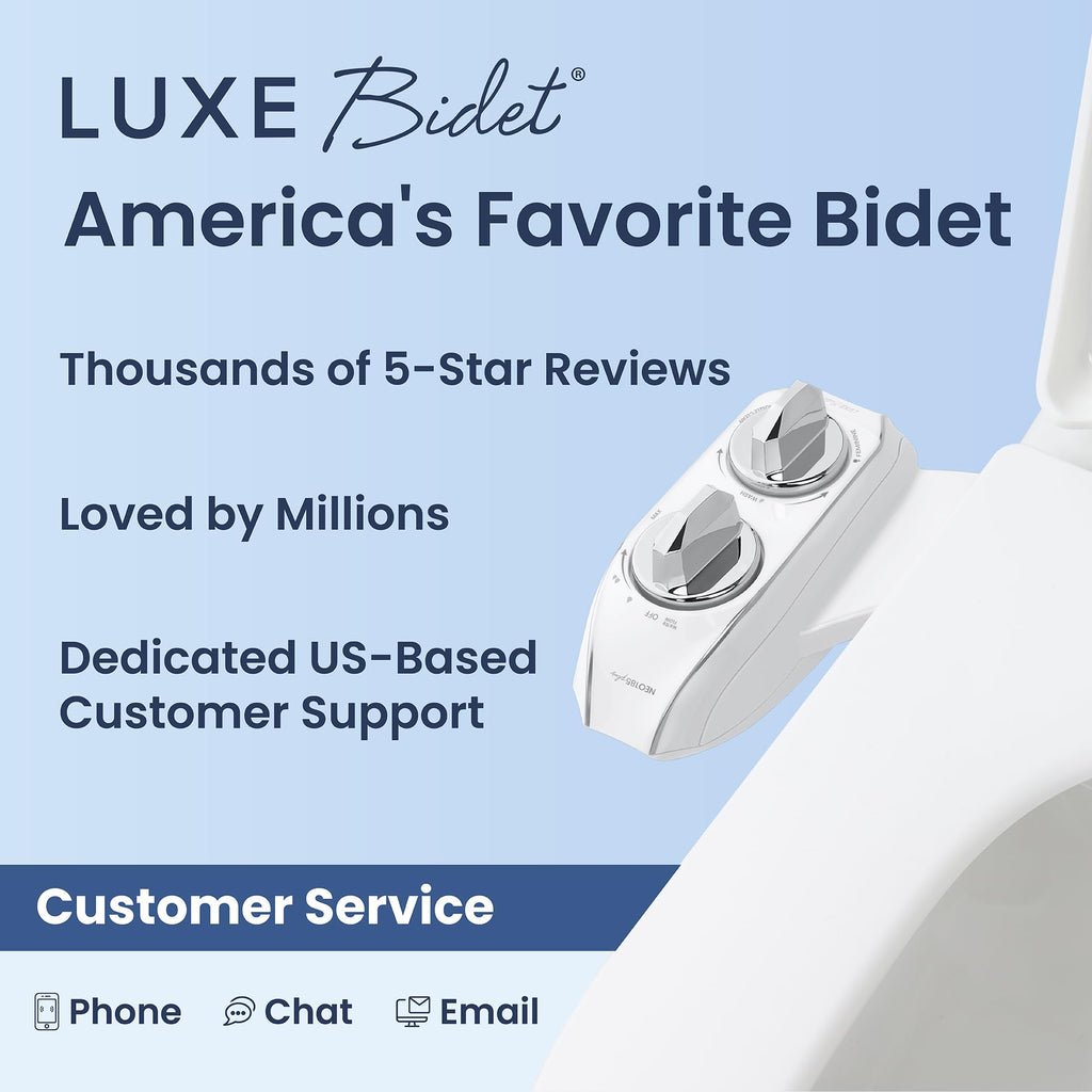 LUXE Bidet NEO 185 Plus - Dual Nozzle, Non-Electric Bidet Attachment for Toilet Seat, Patented Slide-In Install, 360° Self-Clean, EZ-Lift to Clean, Feminine & Rear Wash (Chrome)