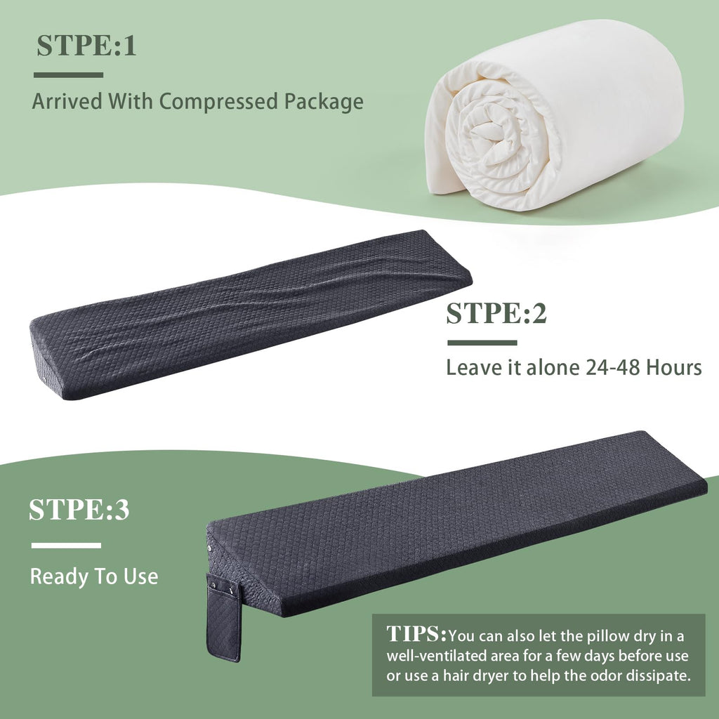 King Size Bed Wedge Pillow - for Headboard Gap/Headboard Pillow/Mattress Wedge /Bed Gap Filler (76"x10"x6") - Bloster Triangle Pillow for Sleeping To Fill Gap (0-8") Between Headboard and Mattress