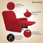 Easy-Going Recliner Stretch Sofa Slipcover Sofa Cover 4-Pieces Furniture Protector Couch Soft with Elastic Bottom Polyester Spandex Jacquard Fabric Small Checks(Recliner,Christmas Red,Large)