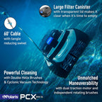 Polaris PCX 868 iQ Smart Robotic Pool Cleaner for In-Ground Pools up to 50ft, Smart App Control, Large Filter Canister, and Easy Lift Removal System