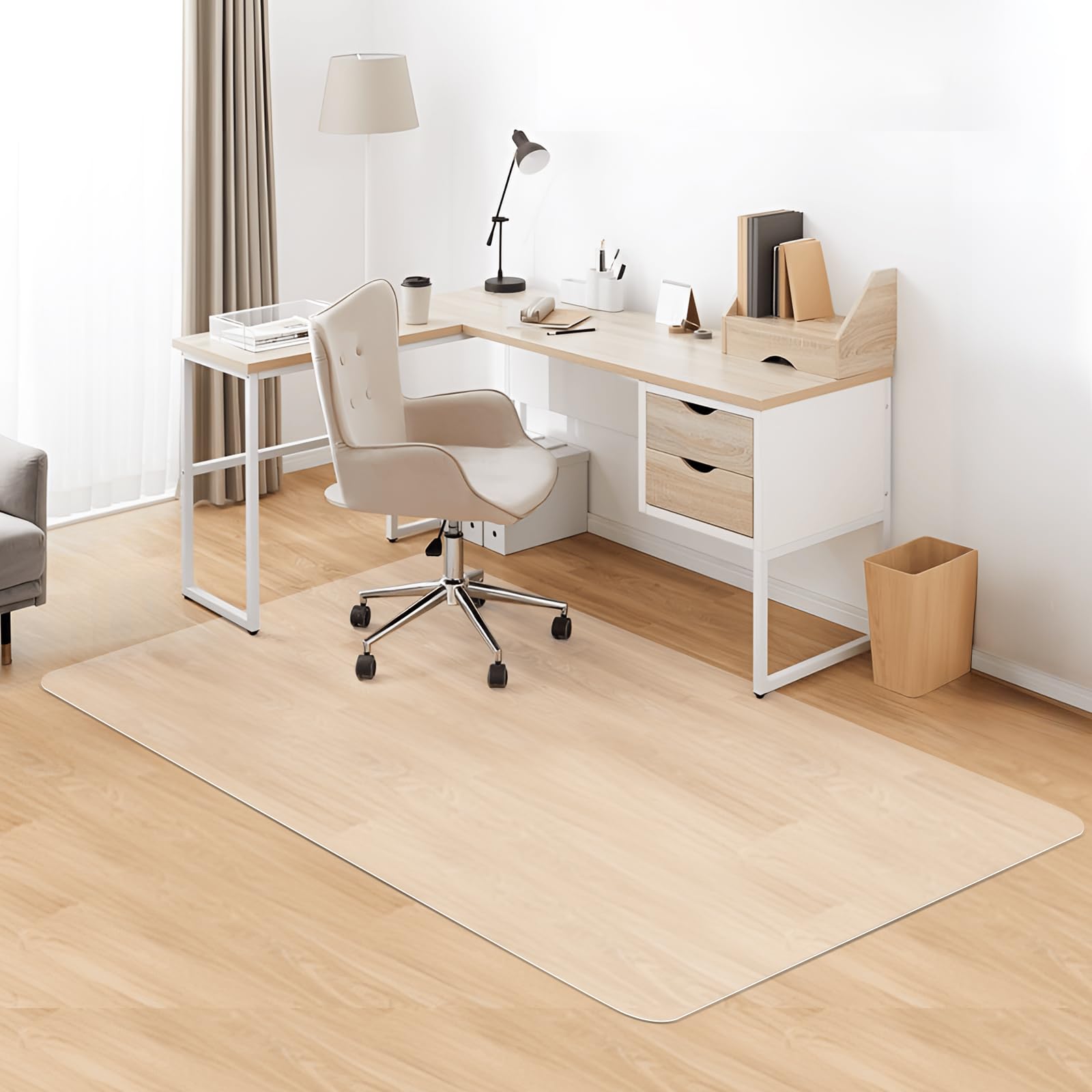 Kuyal Clear Chair mat for Hardwood Floor 46 x 72 inches Transparent Floor Mats Wood/Tile Protection Mat for Office & Home (46" X 72" Rectangle)