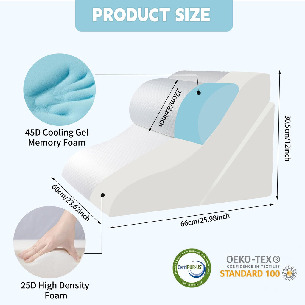 VMFKPNR 3PCS Wedge Pillow for Sleeping, 15-in-1 Orthopedic Bed Wedge Pillow Set Adjustable Memory Foam Wedge Pillow for After Surgery, Acid Reflux, Snoring, Back Pain Relief