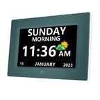 LXBYJKJ 7 Inch Digital Clock with Day and Date for Elderly Alzheimer's Dementia Clock Customizable Alarms and Medicine Reminders 3 Display Modes Large Font Digital Alarm Clock for Seniors Green