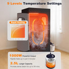 Home Sauna Portable with 660nm Red Light Therapy, Sauna Box for Detox & Muscle Recovery, Infrared Saunas for Home 1000W Rapid Heating, Remote Control & Foldable Chair 71”x 36”x 49”, 9 Timer Setting