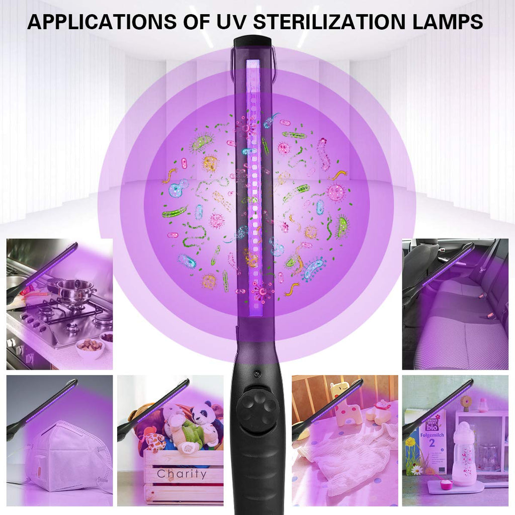 UV Light Sanitizer, Portable UV Light Disinfection Lamp USB Rechargeable Ultraviolet Light Sanitizer for Home Hotel Travel Car Kills 99% of Germs Viruses & Bacteria UV Light Sanitizer Wand