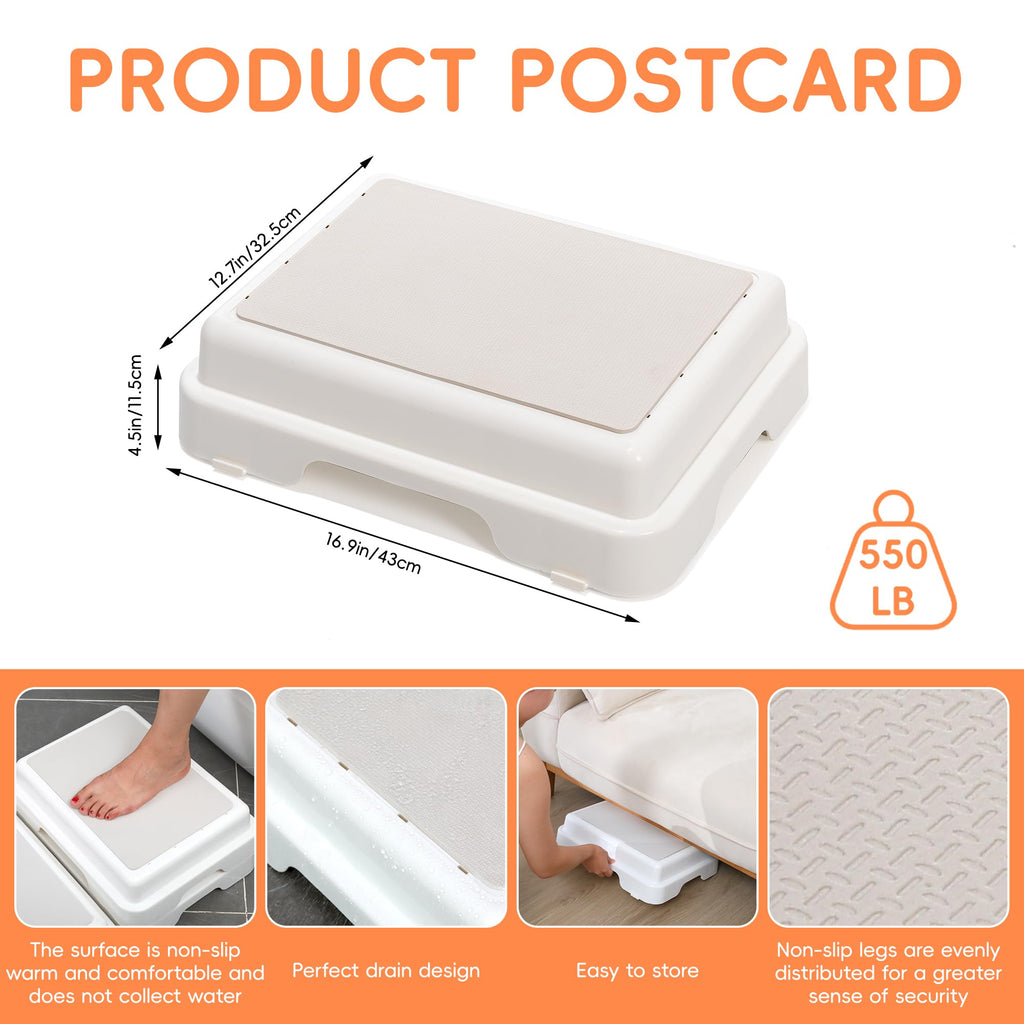 HHuanwfer Shower Bath Step Stackable Bathtub Non Slip Safety Step Stool, Indoor/Outdoor Handicap Wideing Hands Free Platform Medical Portable Stack-Able, for High Beds, Kitchens,Bathroom.