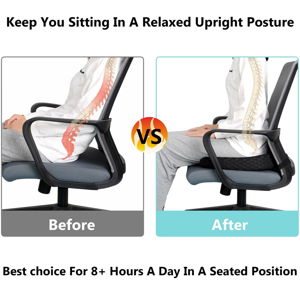 Tailbone Pain Relief Office Chair Cushion 10-Inch Extended U-Cutout,Large-18"x16"x3",Coccyx,Sciatica Pain Relief Memory Foam Wheelchair Car Seat Cushion,But Pillow Pad for Pressure Relief, Blue Grey