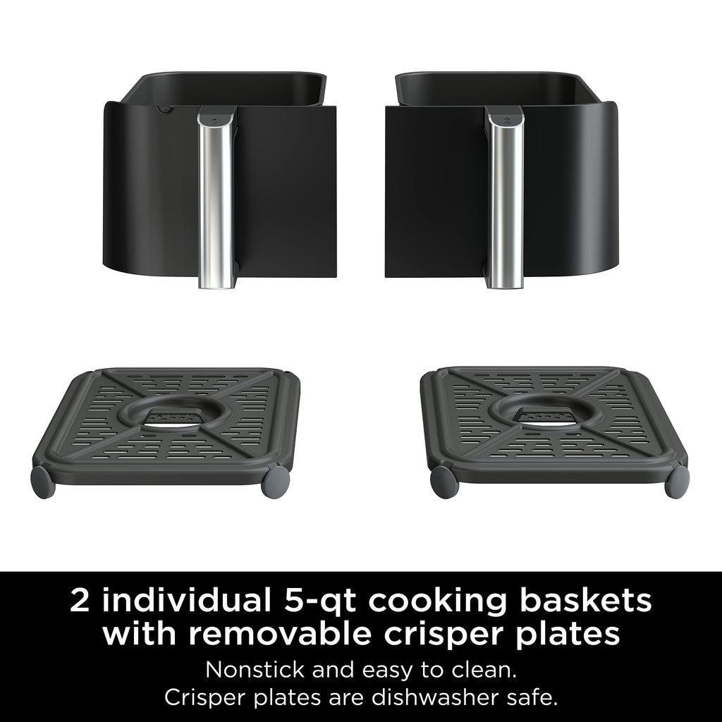 Ninja Air Fryer, Roast, Bake, Air Fry, Crisps, Broil, Reheats, Keep Warm, 10-in-1, Fries, Frozen Food, Veggies, and Meat, Quick Meals, Healthy Meals, Less Oil, 10 QT, Black, DZ302