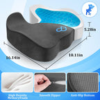 CushyOasis Seat Cushion, Chair Cushions, Office Chair Cushions, Anti-Slip Bottom & Removable Cover Tailbone Pain Relief Cushion, Memory Foam Seat Cushion, 5.28 in Thick (Grey)