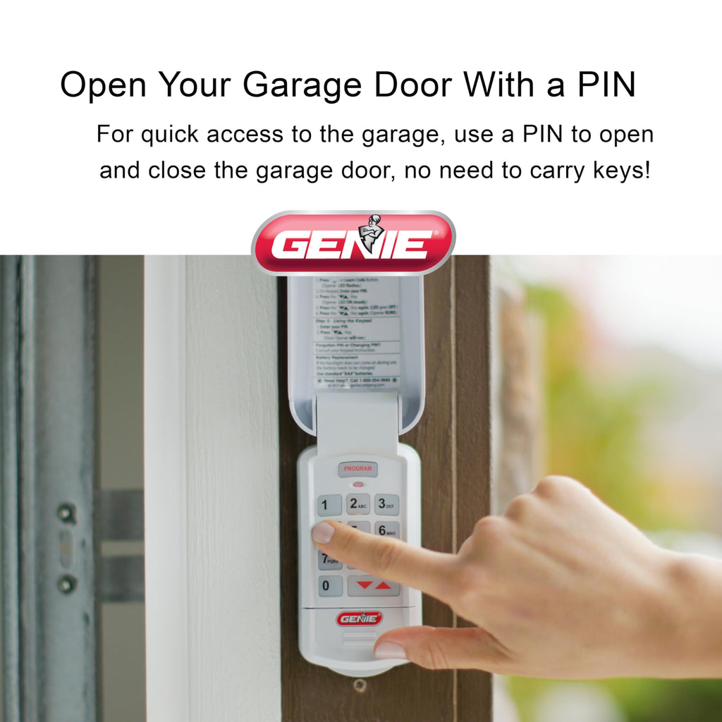 Genie Garage Door Opener Wireless Keyless Keypad - Safe & Secure Access - Compatible with All Genie Intellicode Garage Door Openers - Easy Entry into the Garage With a PIN - Model GK-R, White