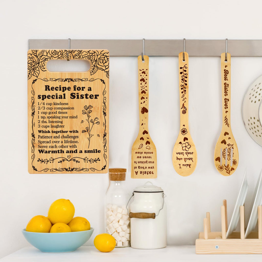 Sister Gifts from Sister, Sister Birthday Gift Ideas, Birthday gifts for Sister, Inspirational Quote Gifts for Women Bestie BFF Soul Sister Friend, Christmas Gifts for Sister- Cutting Board Set