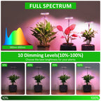ROMSTO Grow Lights for Indoor Plants, LED Full Spectrum Plant Light for Indoor Plants, Height Adjustable Grow Light with 10 Dimmable Brightness, 8/12/16H On/Off Timer, Ideal for Small Plants,3 Packs