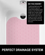 OTHWAY No Suction Cup Bath Mat: 39x16 inch Extra Long Bathmat│Perfect for Refinished or Ordinary Bath Tubs│Made of Nature Rubber│a Blessing for The Elderly and Children (Pink)