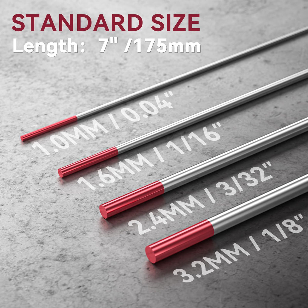 ARCCAPTAIN TIG Welding Tungsten Electrode 10-Pack 3/32"x 7"(Red, WT20/EWth-2)